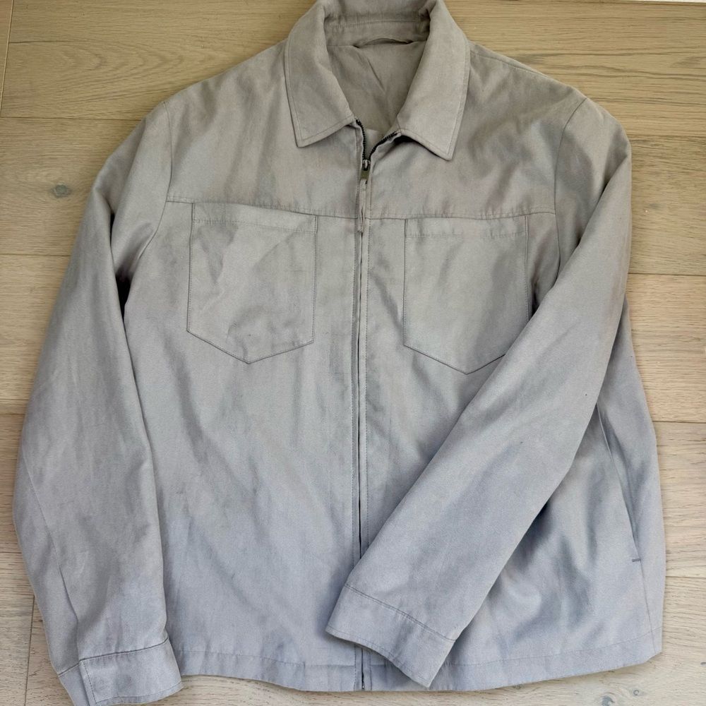 Topman Tommy Men’s Faux Suede Zip Jacket Gray Grey Size XL Lightweight